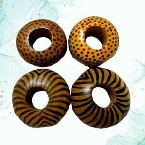 Vintage Rare Wooden Painted Napkin holders 2 pairs